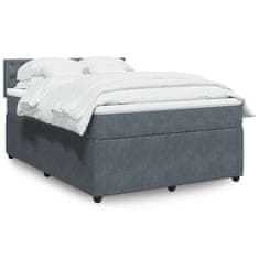 Vidaxl Box spring postelja z vzmetnico temno siva 160x200 cm žamet