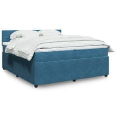 Vidaxl Box spring postelja z vzmetnico modra 200x200 cm žamet