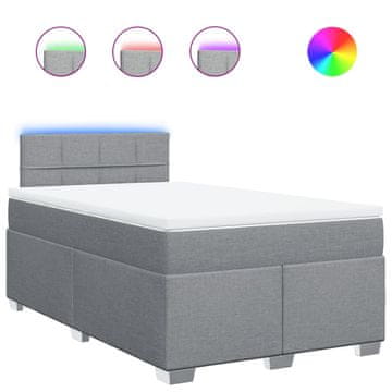 Vidaxl Box spring postelja z vzmetnico svetlo siva 120x200 cm blago