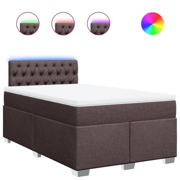 Vidaxl Box spring postelja z vzmetnico temno rjav 120x200 cm blago