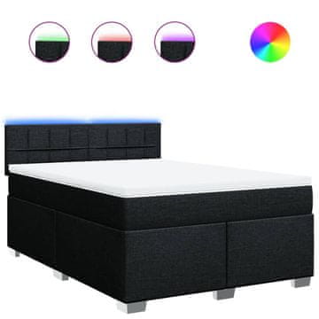 Vidaxl Box spring postelja z vzmetnico črna 160x200 cm blago