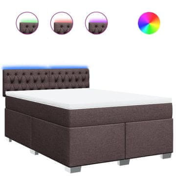 Vidaxl Box spring postelja z vzmetnico temno rjava 160x200 cm blago