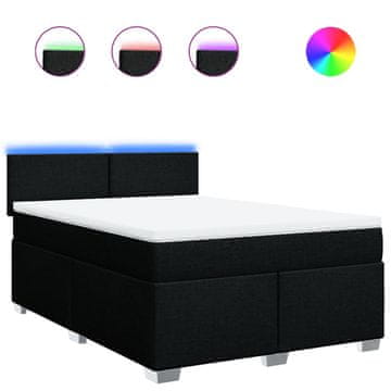 Vidaxl Box spring postelja z vzmetnico črna 160x200 cm blago