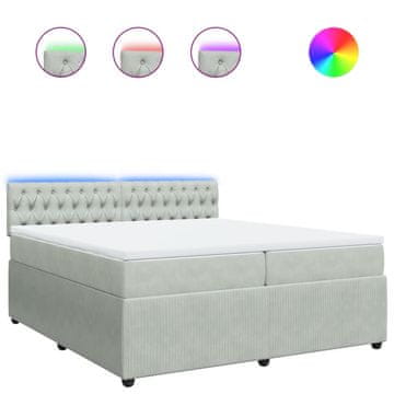Vidaxl Box spring postelja z vzmetnico svetlo siva 200x200 cm žamet