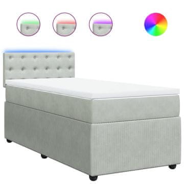 Vidaxl Box spring postelja z vzmetnico svetlo siva 100x200 cm žamet