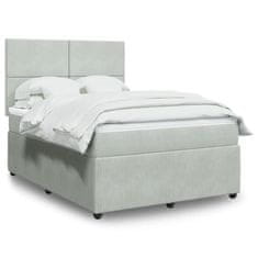 Vidaxl Box spring postelja z vzmetnico svetlo siva 160x200 cm žamet