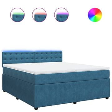 Vidaxl Box spring postelja z vzmetnico modra 180x200 cm žamet