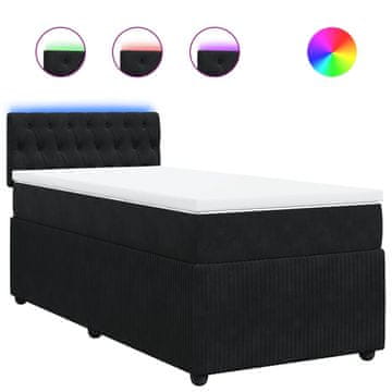Vidaxl Box spring postelja z vzmetnico črn 90x190 cm žamet