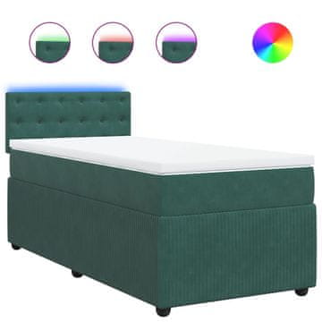 Vidaxl Box spring postelja z vzmetnico temno zelena 100x200 cm žamet