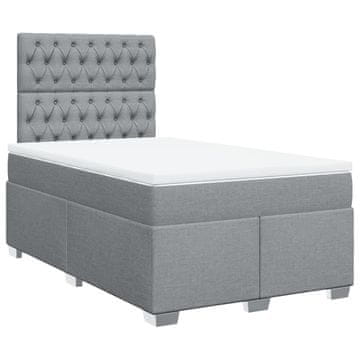 Vidaxl Box spring postelja z vzmetnico svetlo siva 120x200 cm blago