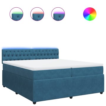 Vidaxl Box spring postelja z vzmetnico modra 200x200 cm žamet