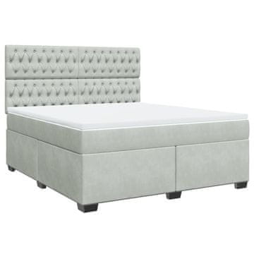 Vidaxl Box spring postelja z vzmetnico svetlo siva 180x200 cm žamet