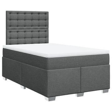 Vidaxl Box spring postelja z vzmetnico temno siva 120x190 cm blago
