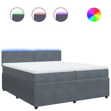 Vidaxl Box spring postelja z vzmetnico temno siva 200x200 cm žamet
