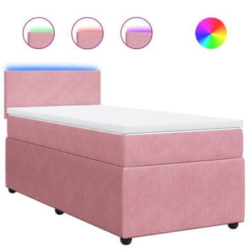 Vidaxl Box spring postelja z vzmetnico roza 100x200 cm žamet