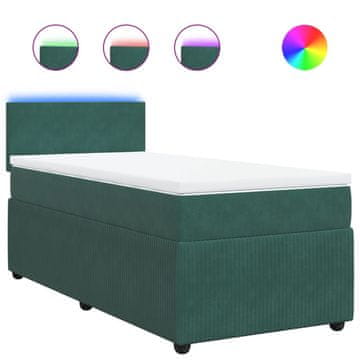 Vidaxl Box spring postelja z vzmetnico temno zelena 100x200 cm žamet