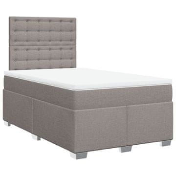 Vidaxl Box spring postelja z vzmetnico taupe 120x200 cm blago