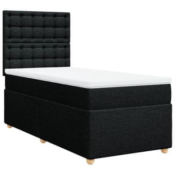 Vidaxl Box spring postelja z vzmetnico črna 100x200 cm blago