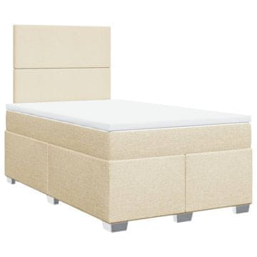 Vidaxl Box spring postelja z vzmetnico krem 120x200 cm blago