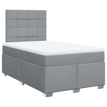 Vidaxl Box spring postelja z vzmetnico svetlo siva 120x200 cm blago