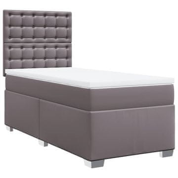 Vidaxl Box spring postelja z vzmetnico siva 80x200 cm umetno usnje