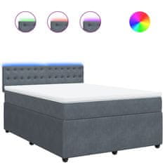 Vidaxl Box spring postelja z vzmetnico temno siva 160x200 cm žamet