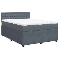 Vidaxl Box spring postelja z vzmetnico temno siva 160x200 cm žamet