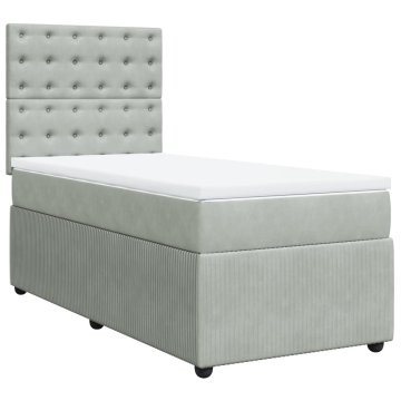 Vidaxl Box spring postelja z vzmetnico svetlo siv 90x190 cm žamet