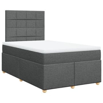 Vidaxl Box spring postelja z vzmetnico temno siva 120x190 cm blago