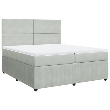 Vidaxl Box spring postelja z vzmetnico svetlo siva 200x200 cm žamet