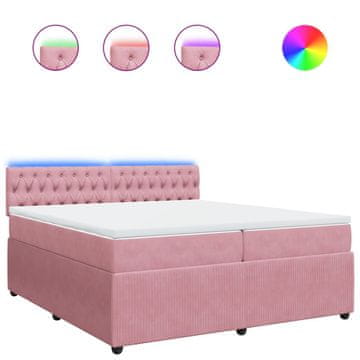 Vidaxl Box spring postelja z vzmetnico roza 200x200 cm žamet