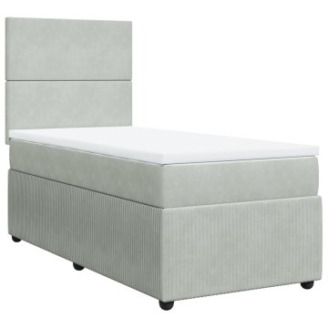 Vidaxl Box spring postelja z vzmetnico svetlo siv 90x190 cm žamet