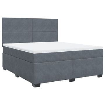 Vidaxl Box spring postelja z vzmetnico temno siva 180x200 cm žamet