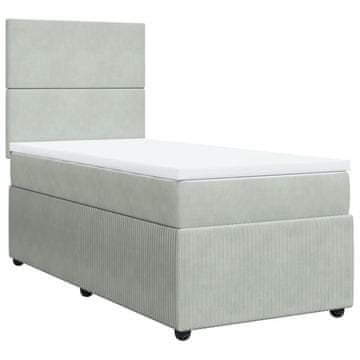Vidaxl Box spring postelja z vzmetnico svetlo siva 100x200 cm žamet