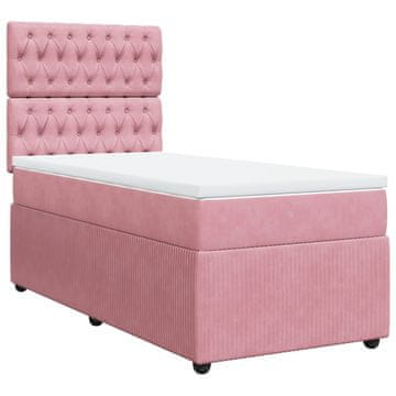 Vidaxl Box spring postelja z vzmetnico roza 100x200 cm žamet