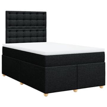 Vidaxl Box spring postelja z vzmetnico črn 120x200 cm blago