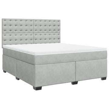 Vidaxl Box spring postelja z vzmetnico svetlo siva 180x200 cm žamet