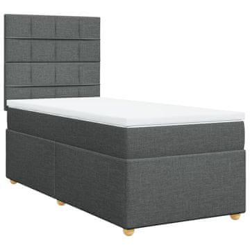 Vidaxl Box spring postelja z vzmetnico temno siva 100x200 cm blago