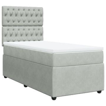 Vidaxl Box spring postelja z vzmetnico svetlo siva 90x200 cm žamet