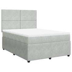 Vidaxl Box spring postelja z vzmetnico svetlo siva 160x200 cm žamet