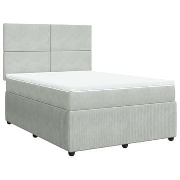 Vidaxl Box spring postelja z vzmetnico svetlo siva 160x200 cm žamet
