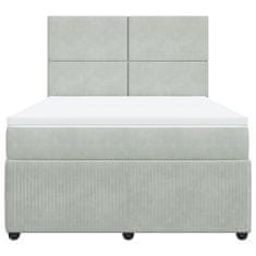 Vidaxl Box spring postelja z vzmetnico svetlo siva 160x200 cm žamet
