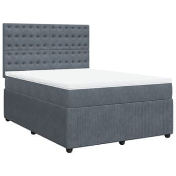 Vidaxl Box spring postelja z vzmetnico temno siva 160x200 cm žamet