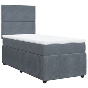 Vidaxl Box spring postelja z vzmetnico temno siva 100x200 cm žamet