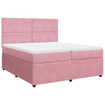 Vidaxl Box spring postelja z vzmetnico roza 200x200 cm žamet