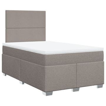 Vidaxl Box spring postelja z vzmetnico taupe 120x200 cm blago