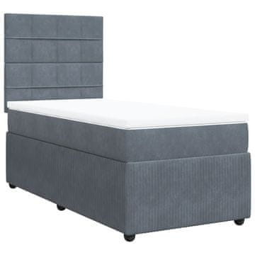Vidaxl Box spring postelja z vzmetnico temno siva 100x200 cm žamet