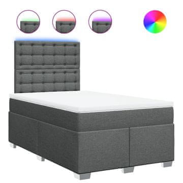 Vidaxl Box spring postelja z vzmetnico temno siva 120x190 cm blago