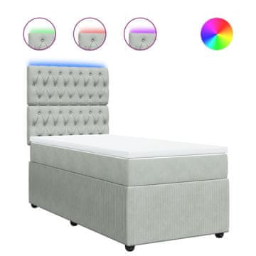 Vidaxl Box spring postelja z vzmetnico svetlo siva 100x200 cm žamet