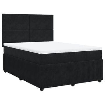 Vidaxl Box spring postelja z vzmetnico črna 160x200 cm žamet
